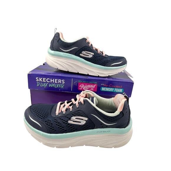 Skechers D'Lux Walker Infinite Motion / Women / Black/PINK / BLUE Sz 8.5 Trainer - Picture 3 of 11